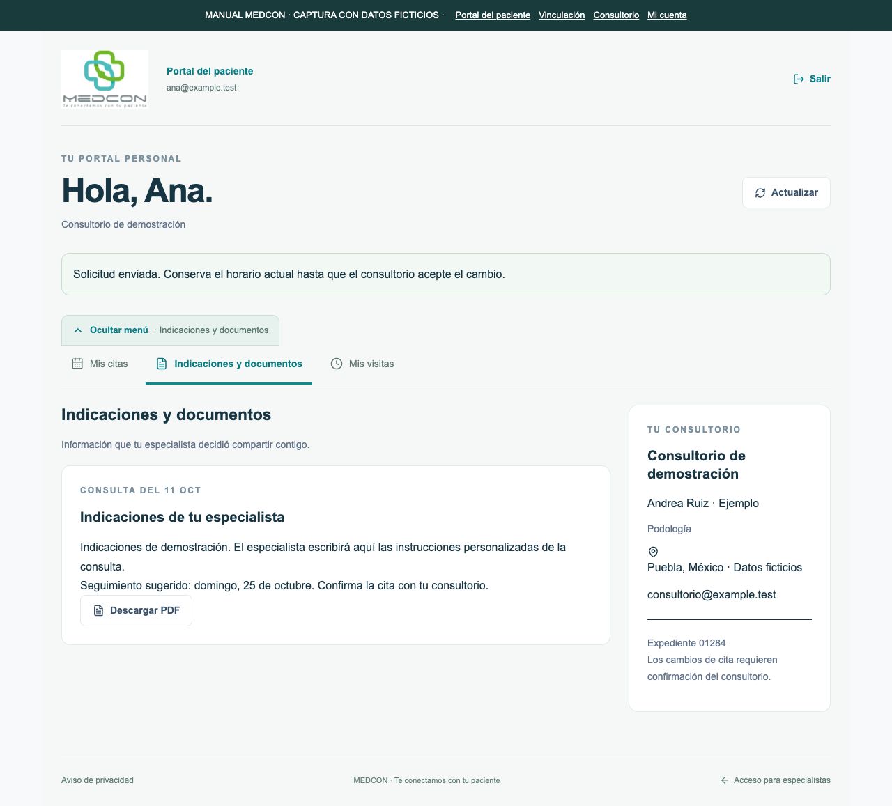 Documento compartido por el especialista