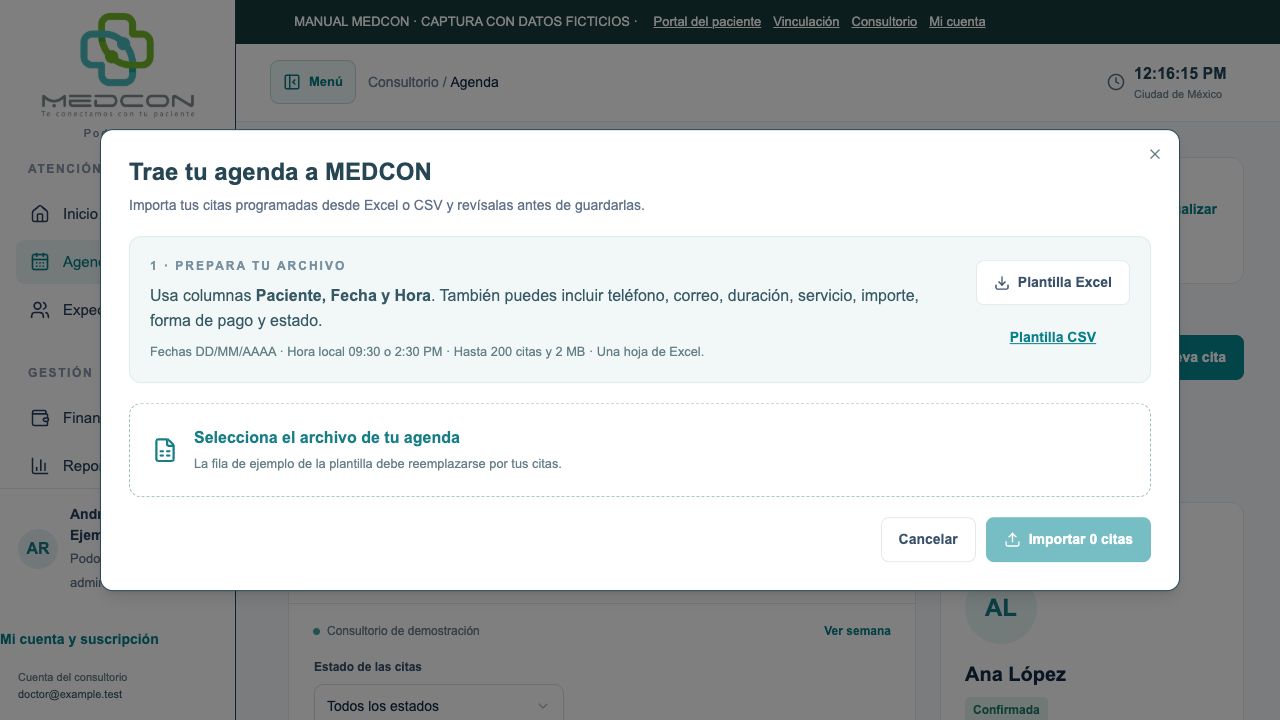 Inicio de la importación