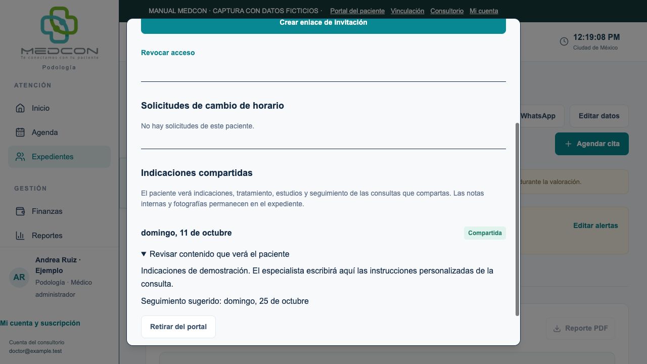Acceso personal e indicaciones compartidas