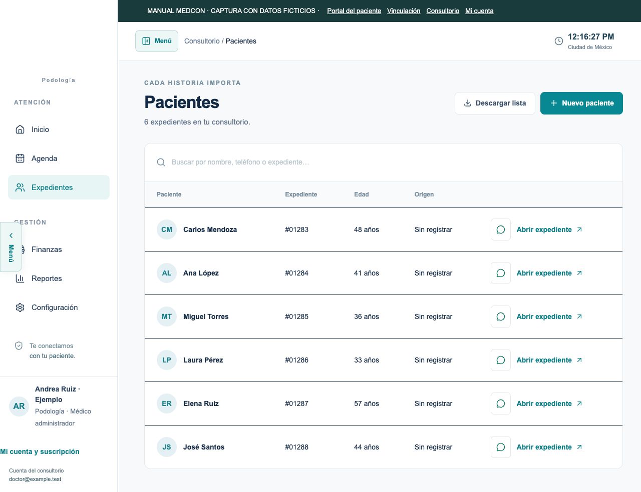 Lista de pacientes