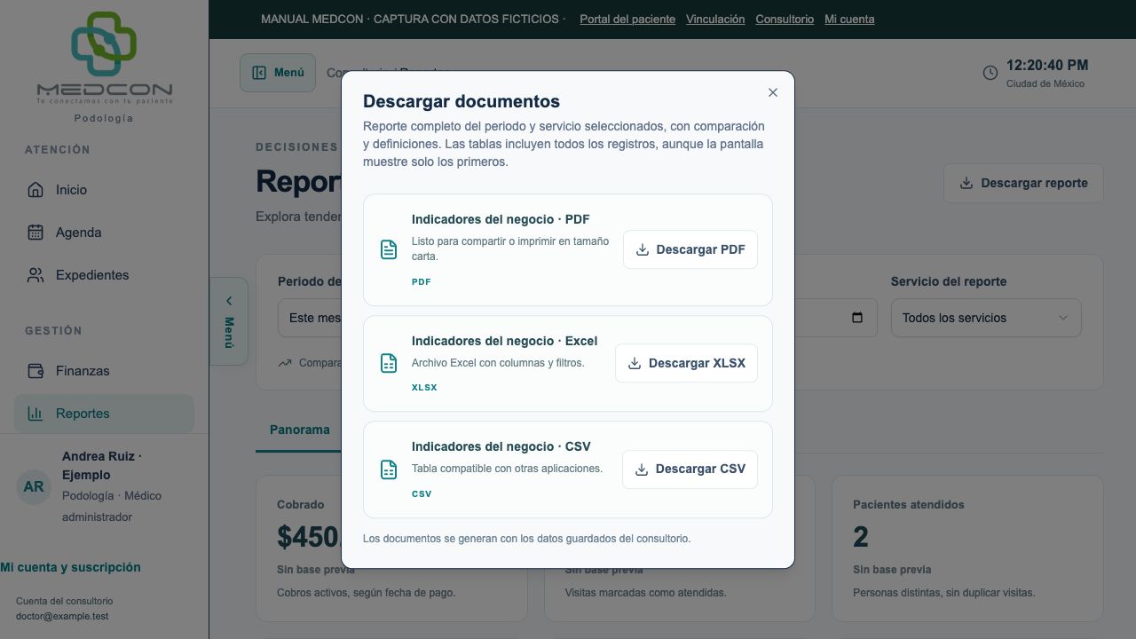 Formatos del reporte
