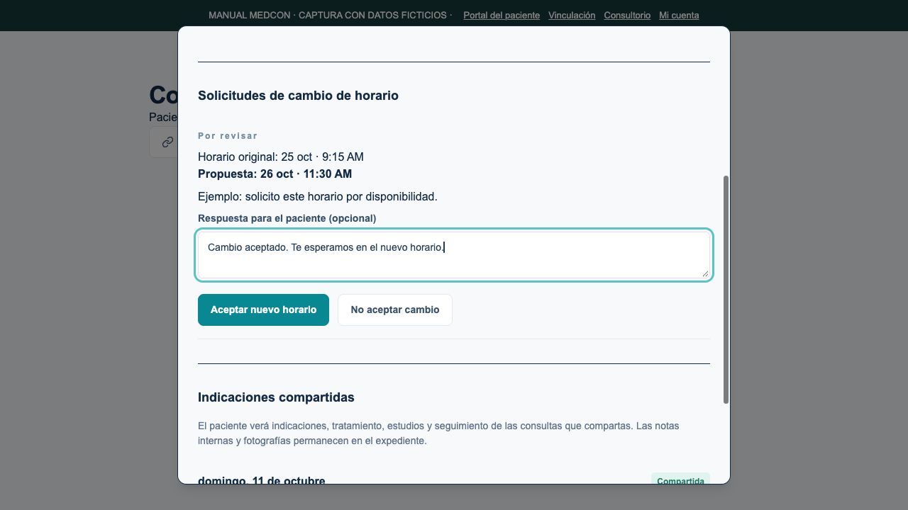 Revisión de una solicitud de horario